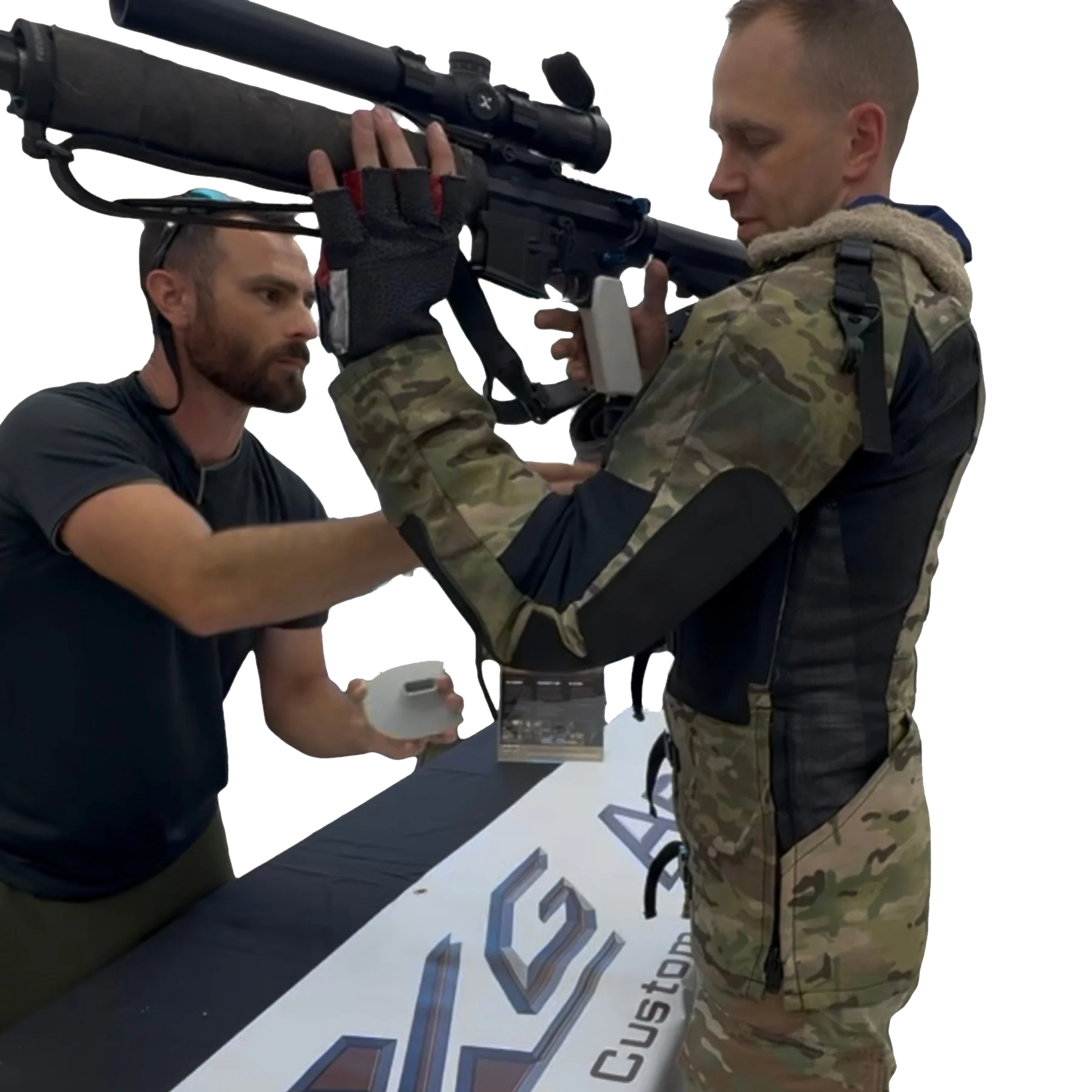 JD checking a PrecisionFit grip with a CMP shooter
